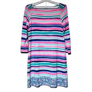 Lilly Pulitzer Sophia Dress M Multicolor Striped 3/4 Sleeve Summer Shift